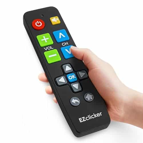 EZclicker Télécommande TV Universelle à Gros Boutons Simple et Facile à Utiliser, idéale pour Les Personnes âgées, Fonctionne avec Les Grandes Marques de TV (2 Piles AAA Non incluses) (Noir)