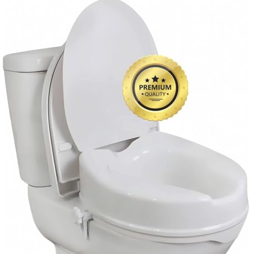 OrtoPrime Rehausseur WC Adult 15 cm avec Couvercle – Rehausseur Toilette Universel pour Seniors – Rehausseur de WC pour Adulte et Personnes Âgées – Siège Toilette Handicapé Ergonomique