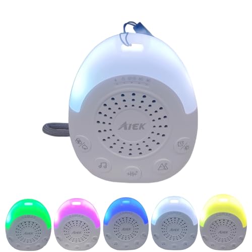AIEK Machine à Bruit Blanc pour Bébé, 30 Sons de Sommeil Apaisants, 5 Couleurs de Veilleuse pour Bébé, Sommeil, Yoga, Méditation, Machine à Bruit Blanc Portable pour Les Enfants et Les Adultes