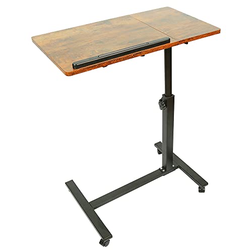Table d'appoint légère, de lit médicalisé,Bureau Informatique, Bureau Gaming, Roulante Canapé pour Ordinateur Portable Hauteur Pliante avec 4 roulettes,60 * 34.5 58-90cm