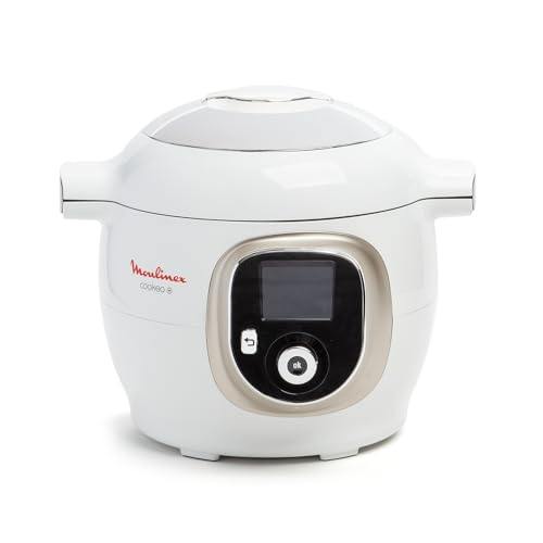 Moulinex, Cookeo Multicuiseur intelligent 6L, 150 recettes intégrées, Cuisson sans surveillance, Ecran intuitif, Guide de cuisson, Application MyMoulinex, 1600W, Blanc, 15 ans réparabilité