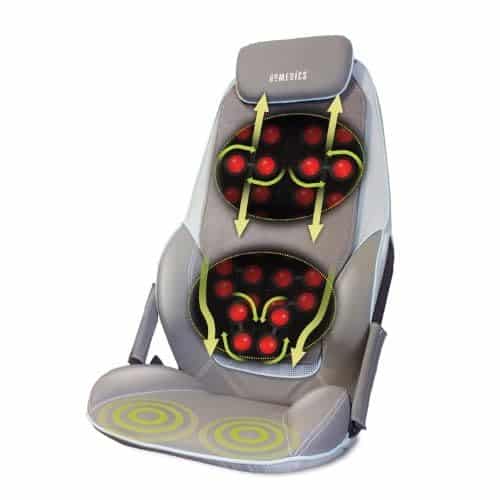 HoMedics Appareil de massage shiatsu pour le dos et les épaules - Fauteuil de massage réglable, tension 3 réglages de zone, Tout, Muscles du haut et du bas du dos, Vibration, Chaleur apaisante - Noir
