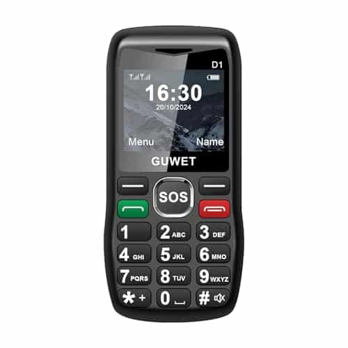 Guwet Telephone Senior Portable a Touche, Telephone Portable sans Internet, 2G GSM, Bon Signal, Bouton SOS, Batterie 1600 mAh, autonomie Ultra-Longue, Couleur Noire
