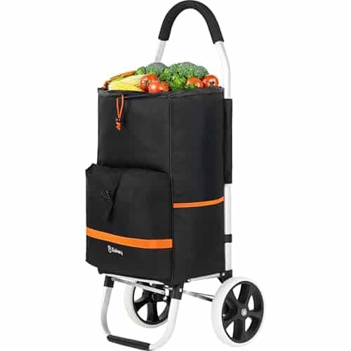 Eskey Caddie de Courses avec Compartiment Isotherme - Pliable - Chariot de Courses - Étanche - 50L - Réflecteurs