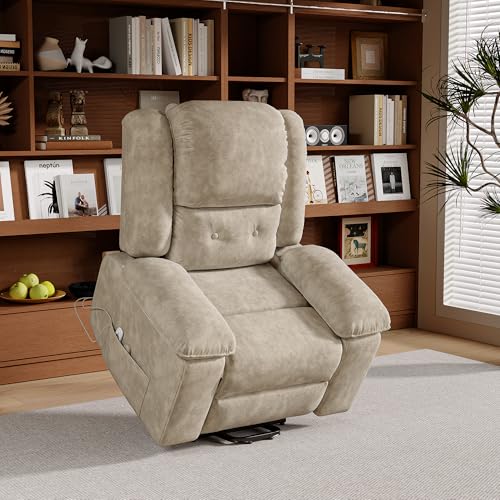 LIVLUX Fauteuil de Massage électrique, Fauteuil releveur électrique avec Fonction Massage et Chaleur, avec Poches latérales et Repose-Pieds Extensibles, canapé de Relaxation inclinable (Marron)