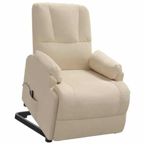 vidaXL Fauteuil Releveur Inclinable Electrique Meuble de Salon Dossier et Repose-Pied Réglables Salle de Séjour Crème Similicuir Daim