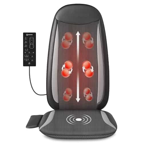 COMFIER Fauteuil massant et Siege massant avec Chauffante - Appareil de Massage Dos, Nuque et Hanches Shiatsu, Pétrissage Profond et Vibrations pour Bureau et Domicile