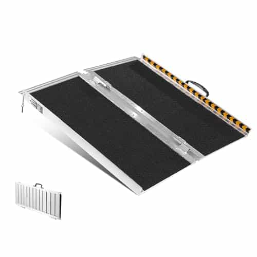 VEVOR Rampe pour Fauteuil Roulant, capacité 363 kg, Rampe de seuil Pliante portative en Aluminium antidérapant 60,96 cm pour Scooter, Personnes handicapés, marches, Maison, escaliers, Portes, Bordure