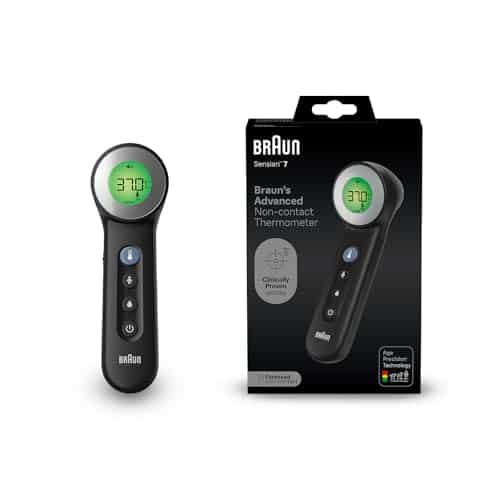 Braun Sensian 7 Thermomètre frontal sans contact | Technologie Age Precision | 3-en-1 |Écran numérique avec code couleur | Convient aux bébés et aux enfants | Marque #1 auprès des médecins(1) | BNT400
