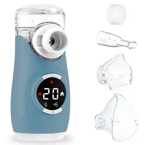 HITHINKMED Inhalateur Nébuliseur pour Adultes et Enfants, Aérosol portable silencieux aérosol silencieux, machine à aérosol à ultrasons adultes, 2 modes réglables, USB-C rechargeable avec affichage nu