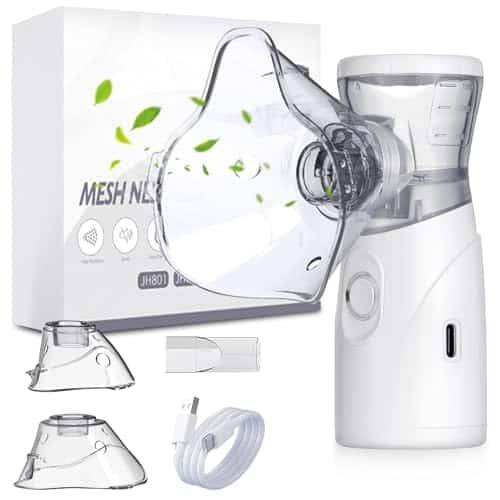 Nebulisateur Inhalateur Pour Adultes Et Enfants, Respiratoire Aerosol Rechargeable USB-C Portable Silencieux Enfants 2 Masques Et Embout Buccal Automatique D'aérosol Ultrasonique