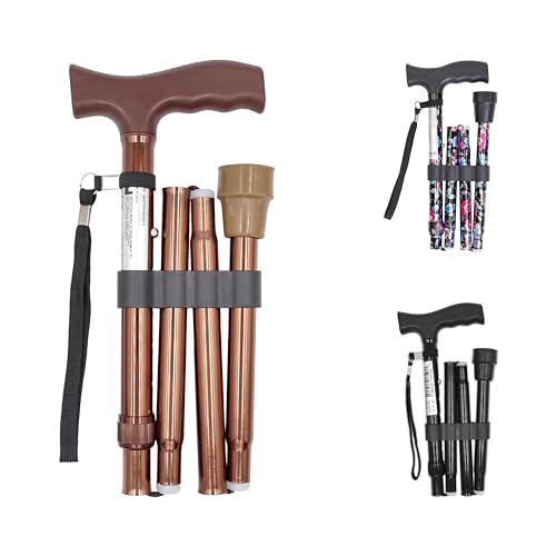 PEPE Mobility Canne de Marche Pliable et Réglable, Baton de Marche Léger Aluminium, Ajustable pour Homme et Femme, Bronze