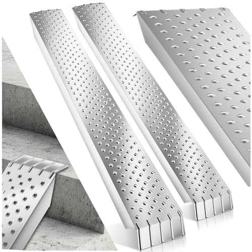 tectake® 2X Rampe d'accès 400 kg, Rampe de Chargement, en Acier galvanisé, Antidérapant, 200 kg pièce, 400 kg la Paire, Rampe Fauteuil Roulant Moto Quad Voiture Vélo éléctrique Tondeuse Chien