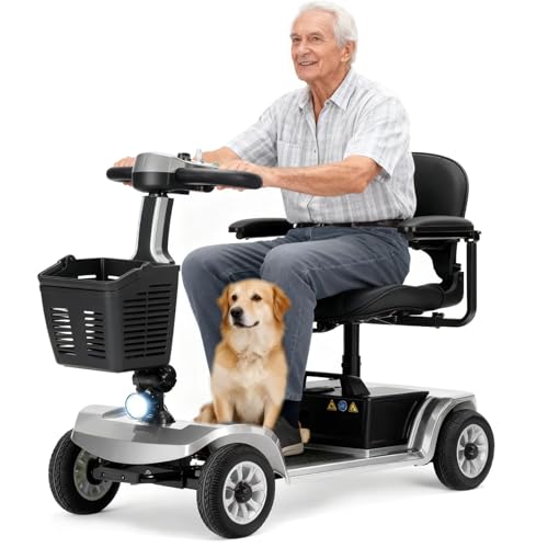 Unificare Scooter électrique pour seniors 22 km Scooter pliable à 4 roues avec panier Batterie légère Capacité de charge jusqu'à 190 kg Scooter électrique