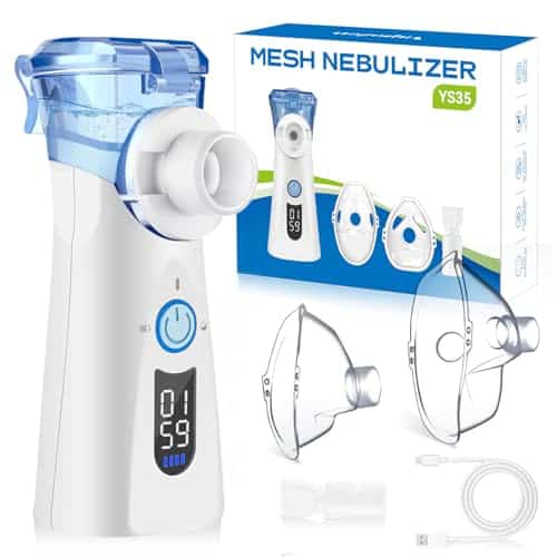 VapoZen Nebulisateur Inhalateur Silencieux pour Adultes et Enfants Nebulisateur Écran Numérique et Autonettoyant Aerosol Portable Chronométré Rechargeable pour la Maison et les Voyages
