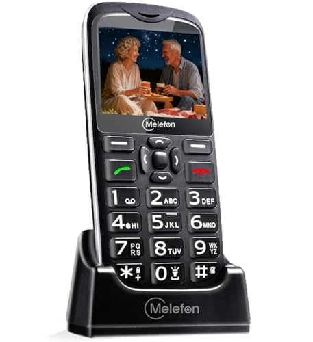 Melefon Téléphone Portable pour Personnes âgées 4G/LTE déverrouillé,Fonction SOS, Grand Bouton, Robuste, Grandes Enceintes, Batterie 1600 mAh