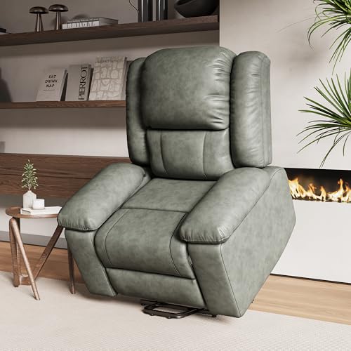 YAMBJC Fauteuil Releveur Électrique Relax avec Fonction Massage et Chaleur, Inclinaison Réglable et Repose-Pieds, Télécommande (Gris)