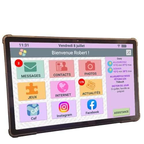 FACILOTAB XXL Classic - Tablette Senior - Simple et Intuitive, Idéal pour Personne Âgée - Très Grand Ecran Tactile Adapté - Camera Avant et Arrière - Connexion WiFi - 256 Go - Android 15 - L8