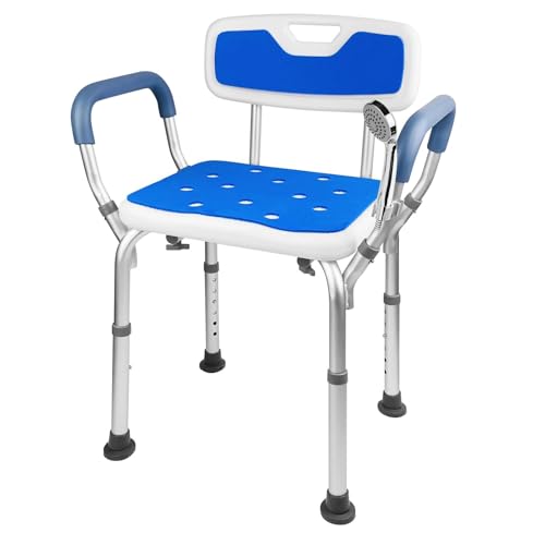 Nicphyn Tabouret de Douche Antidérapant, Chaise de Douche avec Accoudoirs Personnes Âgées, Siege de Douche Personne Agee, Banc de Douche, Sâgées Chaise pour Douche, Fauteuil Douche Réglable en Hauteur