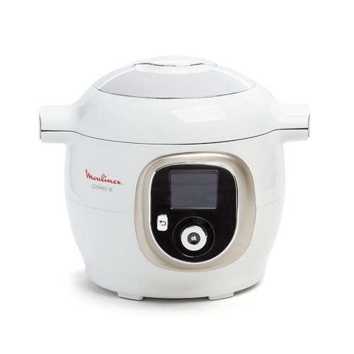 Moulinex, Cookeo Multicuiseur intelligent 6L, 150 recettes intégrées, Cuisson sans surveillance, Ecran intuitif, Guide de cuisson, Application MyMoulinex, 1600W, Blanc, 15 ans réparabilité, CE85CA10