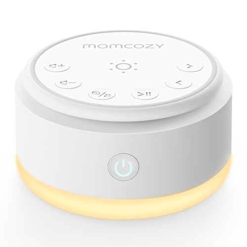 Momcozy Machine à Bruit pour Bébé - 20 sons Apaisants et Lumière Tactile, Portable, Bruit Blanc pour Enfants et Adultes, Minuterie de Sommeil et Rappel | Compagnon de Voyage Idéal (Jaune)