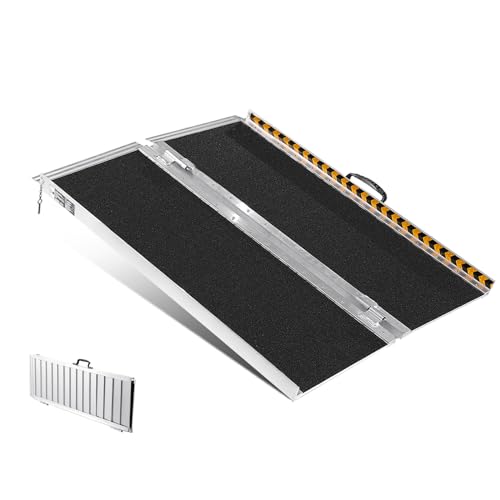 VEVOR Rampe pour fauteuil roulant, capacité 363 kg, rampe de seuil pliante portative en aluminium antidérapant 91,44 cm pour scooter, personnes handicapés, marches, maison, escaliers, portes, bordures