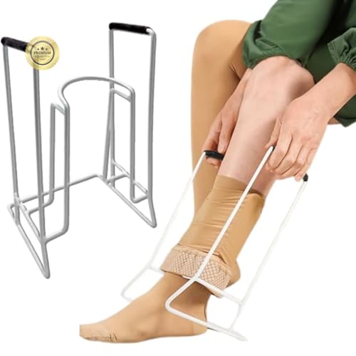 OrtoPrime Enfile bas de contention en acier – Enfile chaussette pratique pour seniors – Appareil pour enfiler les bas de contention facile à utiliser – Aide pour s’habiller autonome