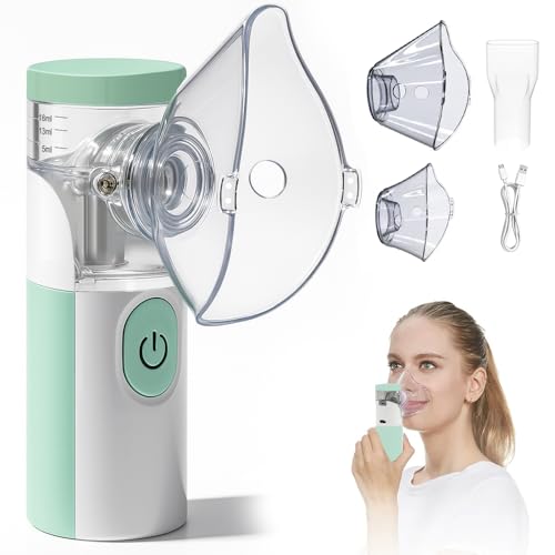 Nebulisateur Inhalateur Pour Enfants, Nebulisateur Portable Rechargeable pour Adultes et Enfants, Inhalateur Silencieux pour Enfants avec 2 Masques et Embout Buccal, pour Usage Domestique et en Voyage