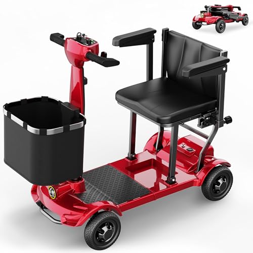 TODIMART X17 Scooter Électrique 4 Roues pour Personnes à Mobilité Réduite, Autonomie Longue 30–35 km, Frein Électromagnétique, Pliable et Léger, Siège avec Dossier, Sécurité Renforcée