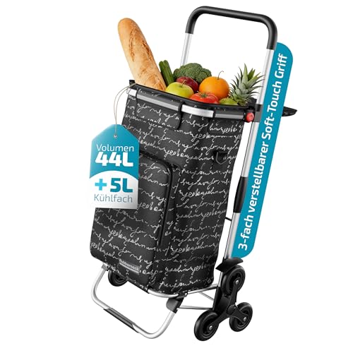 Rubberneck Chariot de Courses Capacité 44L, Pliable avec Compartiment Isotherme, Noir