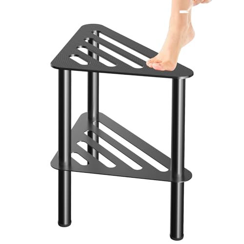 WINSTECK Tabouret de Douche d'angle en MéTal pour Le Rasage des Jambes, Banc de Douche Repose-Pieds pour Douche IntéRieure, Petit Marchepied ImperméAble Et AntidéRapant pour