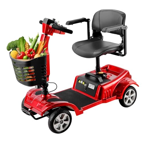 Z02 Véhicule de Mobilité Électrique Pliable et Léger pour Adultes, 4 Roues Trottinette Électrique Adulte avec Siège, Autonomie 20KM, Conçu pour Personnes à Mobilité Réduite et Handicapés (Rouge)
