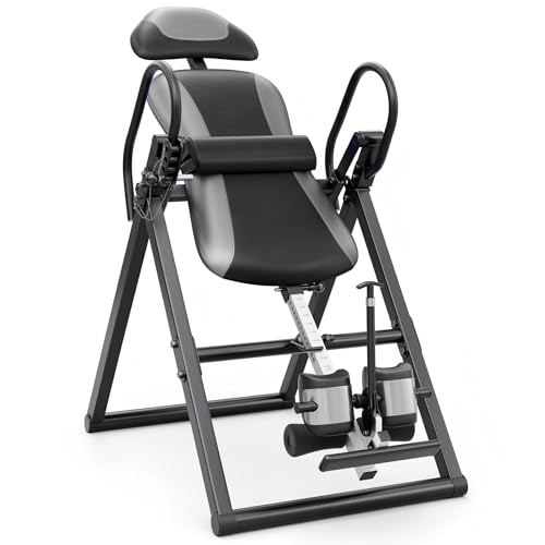 Dripex Table d'inversion Pliable réglable entraîneur de gravité Banc d'inversion Équipement pour de Gym à Domicile Entraînement Poids de l'utilisateur jusqu'à 136 kg (Noir)