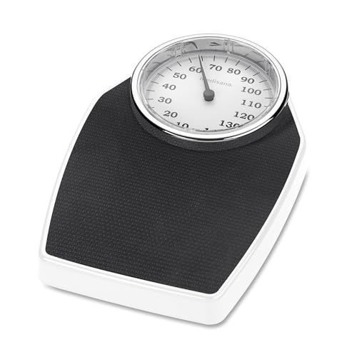 Medisana PSD pèse-personne mécanique jusqu'à 150 kg, pèse-personne analogique, rétro de conception classique et grande échelle dans un emballage sans frustration et un couvercle en verre renforcé