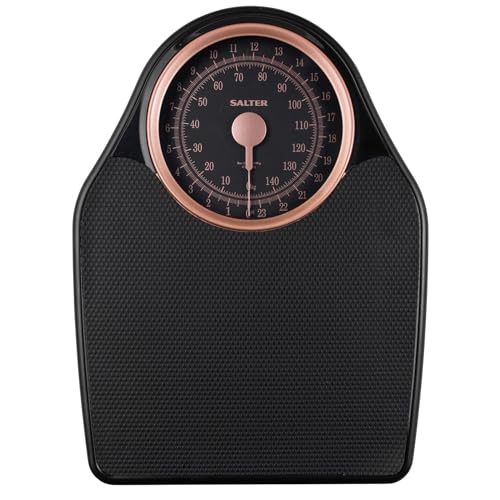 Salter Pèse-Personne Mécanique Style Médecin, Capacité 150kg, Cadran Aiguille Rotative, Grand Plateau, Tapis en Vinyle, Or Rose, Pèse-Personne Élégant et Pratique pour Usage Quotidien