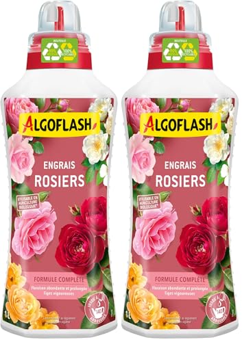 Algoflash Engrais Liquide Rosiers, Utilisable en Agriculture Biologique - 1 L, Marron (Lot de 2)